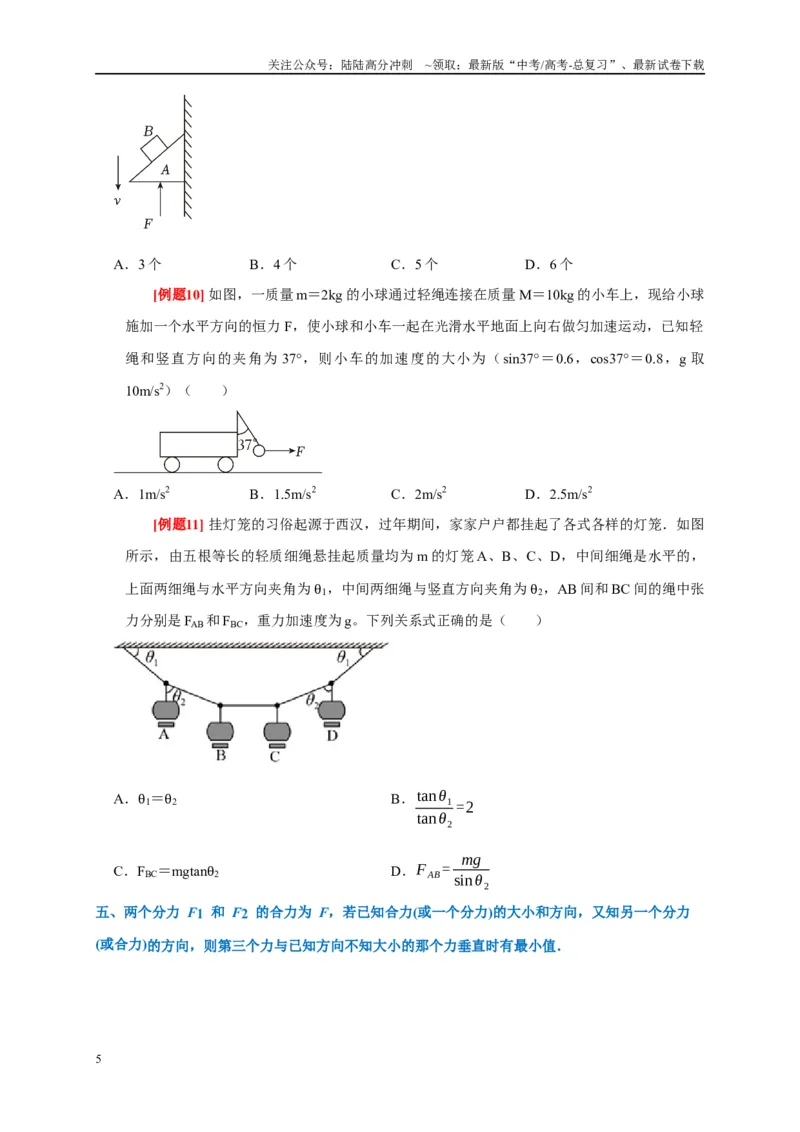 《专题2力的平衡问题（原卷版）_04-物理-高考总复习_专项复习_2024年_2024高考物理复习二级结论题型详解全面复习知识点_资料》第5页预览