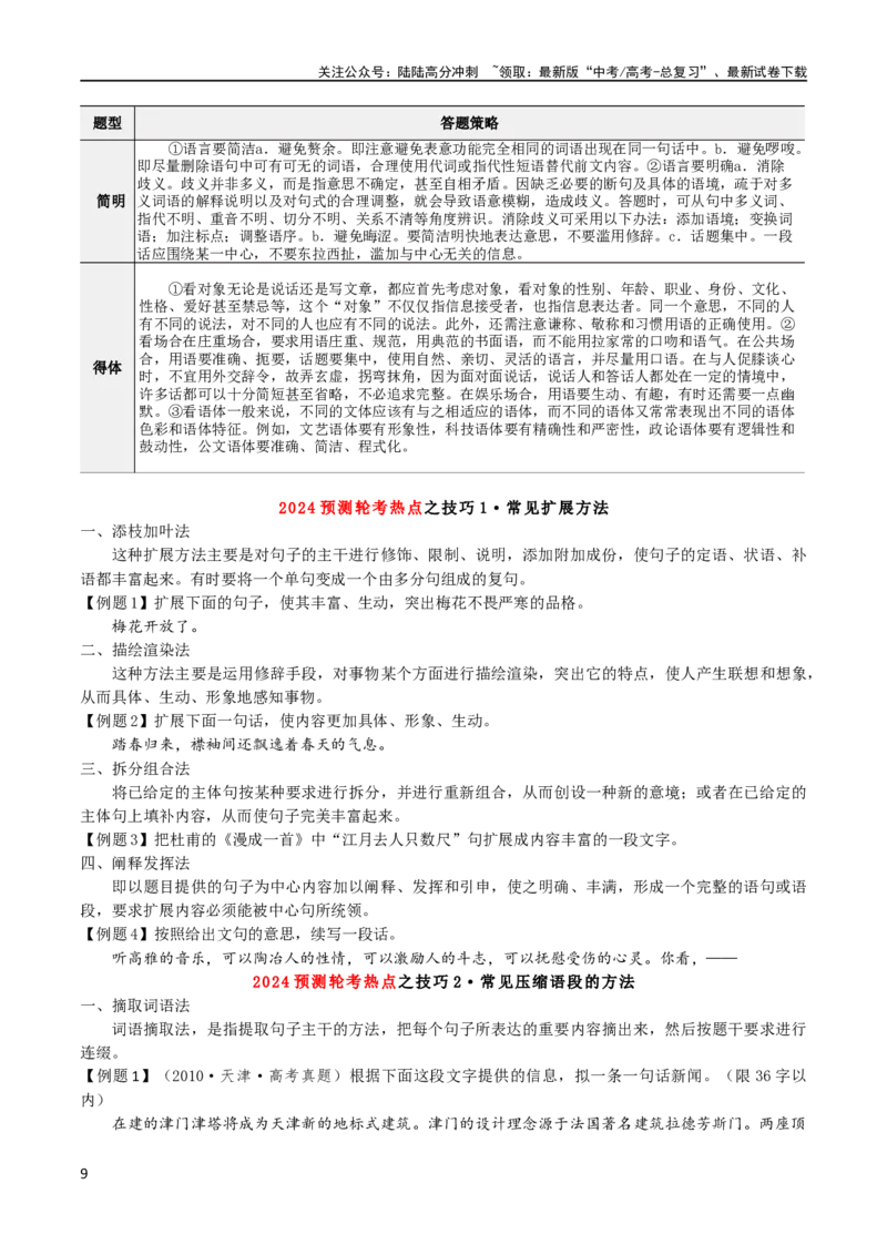 《专题28语言综合运用新情境新题型（讲义）（原卷版）_二轮复习_2024年_2024年高考语文二轮复习讲练测（新教材新高考）_配套讲义》第9页预览