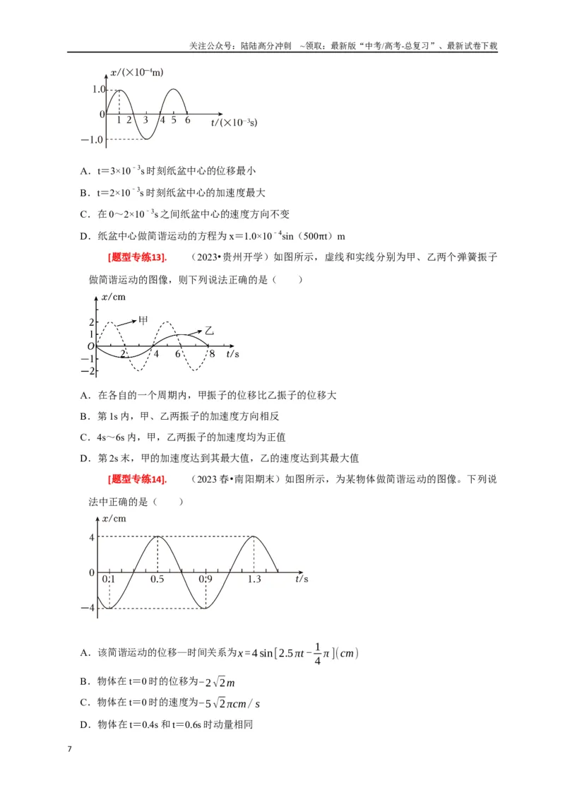 《专题31机械振动（原卷版）_04-物理-高考总复习_专项复习_2024年_2024高考物理热点知识清单题型讲练高考复习全国通用_资料》第7页预览