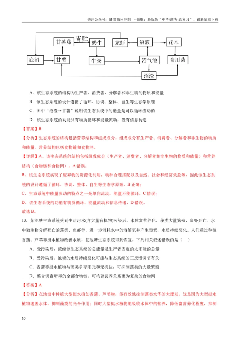 《专题35生态系统的结构（解析版)_06-生物-高考总复习_一轮复习_2024年_2024年高考生物一轮复习重难点专项突破_资料》第10页预览