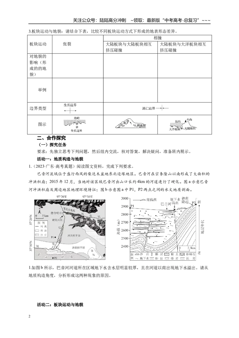 《高考地理一轮复习15构造地貌的形成导学案_07-地理-高考总复习_一轮复习_2026年-地理高考一轮复习_102026届高考地理一轮复习导学案》第2页预览