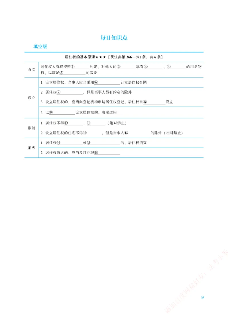 《每日知识点填空汇总-民法（填空+答案版）_2026法考客观_众-H_0026ZH每日知识点填空汇总（八科全）》第9页预览
