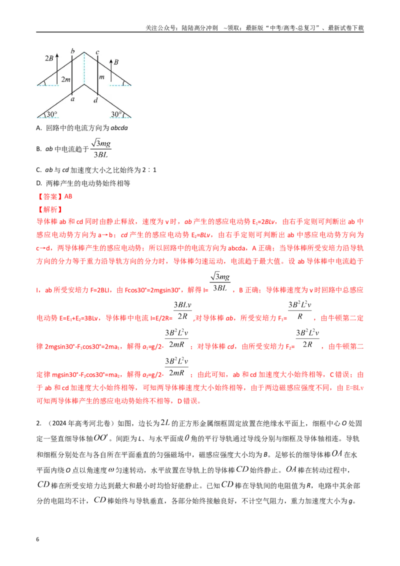 《专题31电磁感应+电路和动力学（全国通用）（解析版）_04-物理-高考总复习_专项复习_2025年_五年（2020-2024）高考物理真题分类汇编（全国通用）》第6页预览