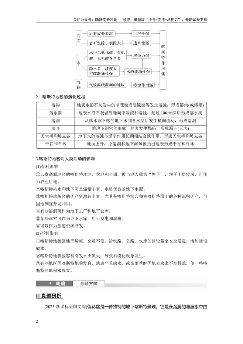 《第五章　第3讲　课时31　喀斯特地貌_07-地理-高考总复习_一轮复习_2025年_2025年大一轮复习讲义地理人教版_地理_大一轮复习讲义学生专用_2025大一轮复习讲义_第一部分　自然地理》第2页预览
