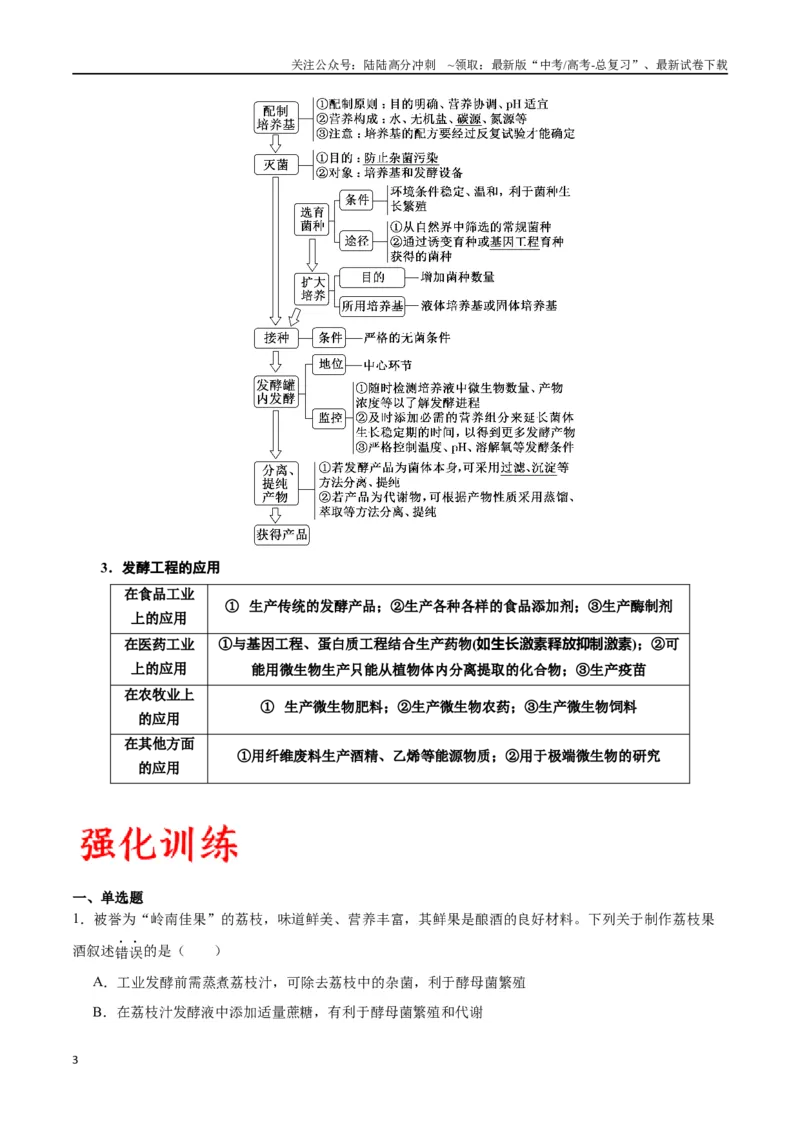 《专题38传统发酵技术和发酵工程的应用（解析版）_06-生物-高考总复习_一轮复习_2024年_2024年高考生物一轮复习重难点专项突破_资料》第3页预览