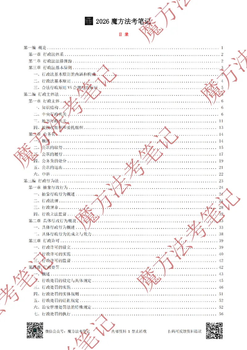 《标清有水印版2026魔方法考：行政法主客一体笔记（标清有水印版）_2026法考客观_其他_26年魔方10科法考笔记》第6页预览