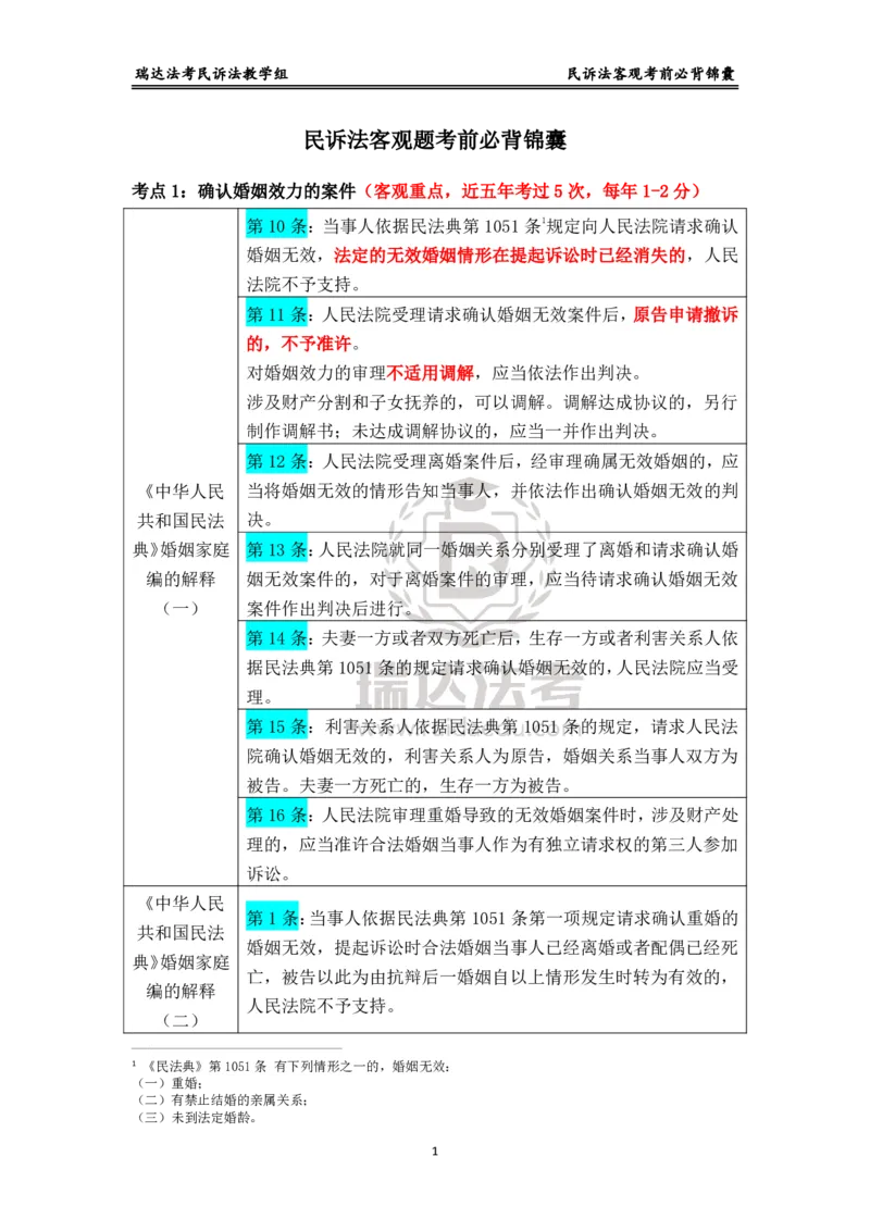 《民诉_2026法考客观_瑞-D_1426RD客观考前必背锦囊》第1页预览