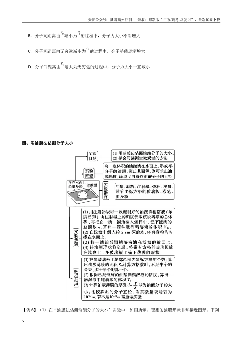 《专题69分子动理论、固体与液体（原卷版）_04-物理-高考总复习_一轮复习_2024年_2024年高考物理一轮大单元综合复习导学练讲义练习_第十三部分：热学(4)份》第5页预览