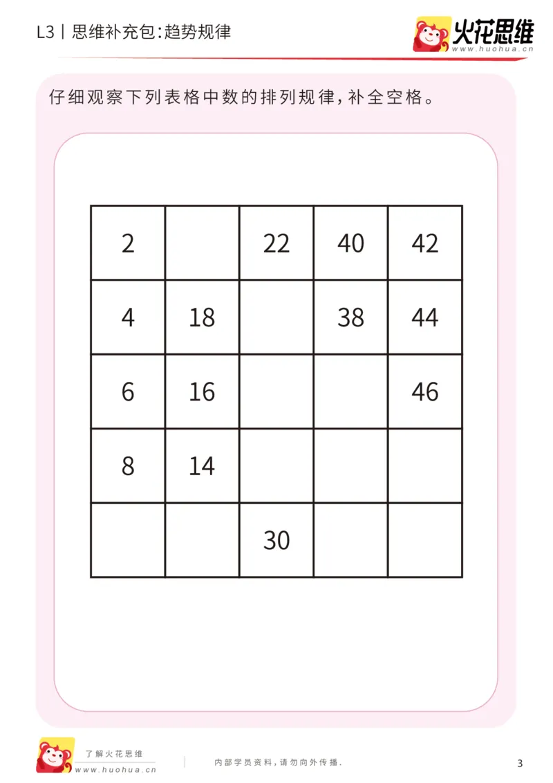 《第14专题_数字推理_趋势规律_提高挑战包_202002031445531_（G1450)火花思维幼小衔接及L1-L5_L3完结_L3完结AI_05完结AI41-88_补充资料练习册_14.数字推理》第3页预览