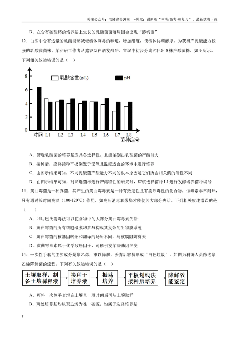《专题39微生物的培养技术和应用（原卷版）_06-生物-高考总复习_一轮复习_2024年_2024年高考生物一轮复习重难点专项突破_资料》第7页预览