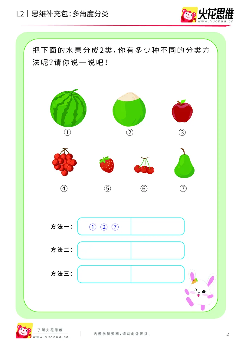 《第9专题_分类与计数基础_多角度分类_提高挑战包_201911081804561_（G1450)火花思维幼小衔接及L1-L5_L2完结_L2完结AI40课_05补充资料_09分类与计数基础》第2页预览