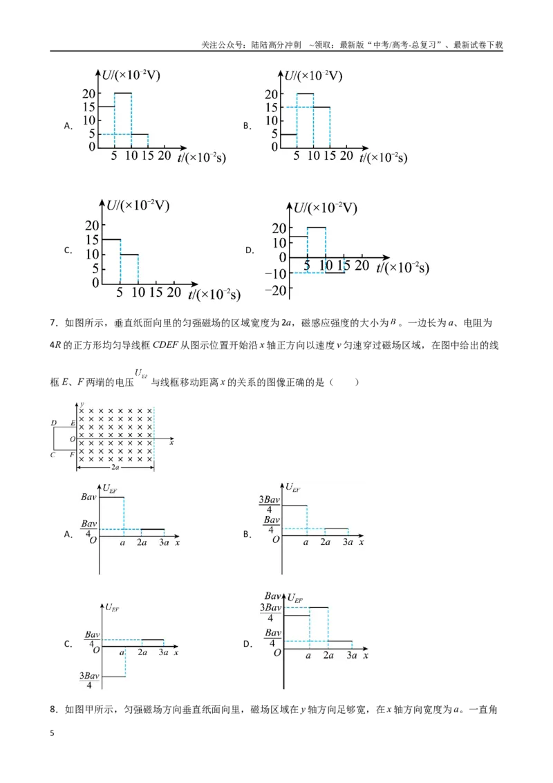 《专题66电磁感应现象中的图像问题（原卷版）_04-物理-高考总复习_一轮复习_2024年_2024年高考物理一轮复习热点重点难点题型练习提升_第十一部分电磁感应(6)份》第5页预览
