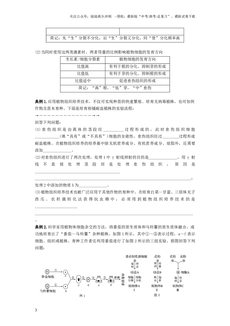 《专题33细胞工程和胚胎工程（串讲）（原卷版）_06-生物-高考总复习_一轮复习_2024年_2024年高考生物一轮复习串讲精练知识点梳理练习题_串讲》第3页预览