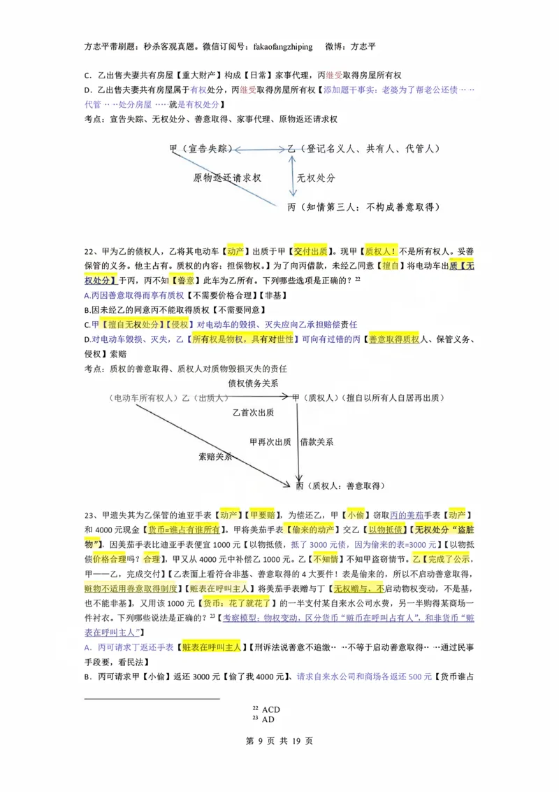 《(2)--2023-24-25-26秒杀民法真题讲义-2物权（JSfx）_2026法考客观_名师私塾_26民综方志平客观全程班视频+讲义_02客观真题回忆_00讲义》第9页预览
