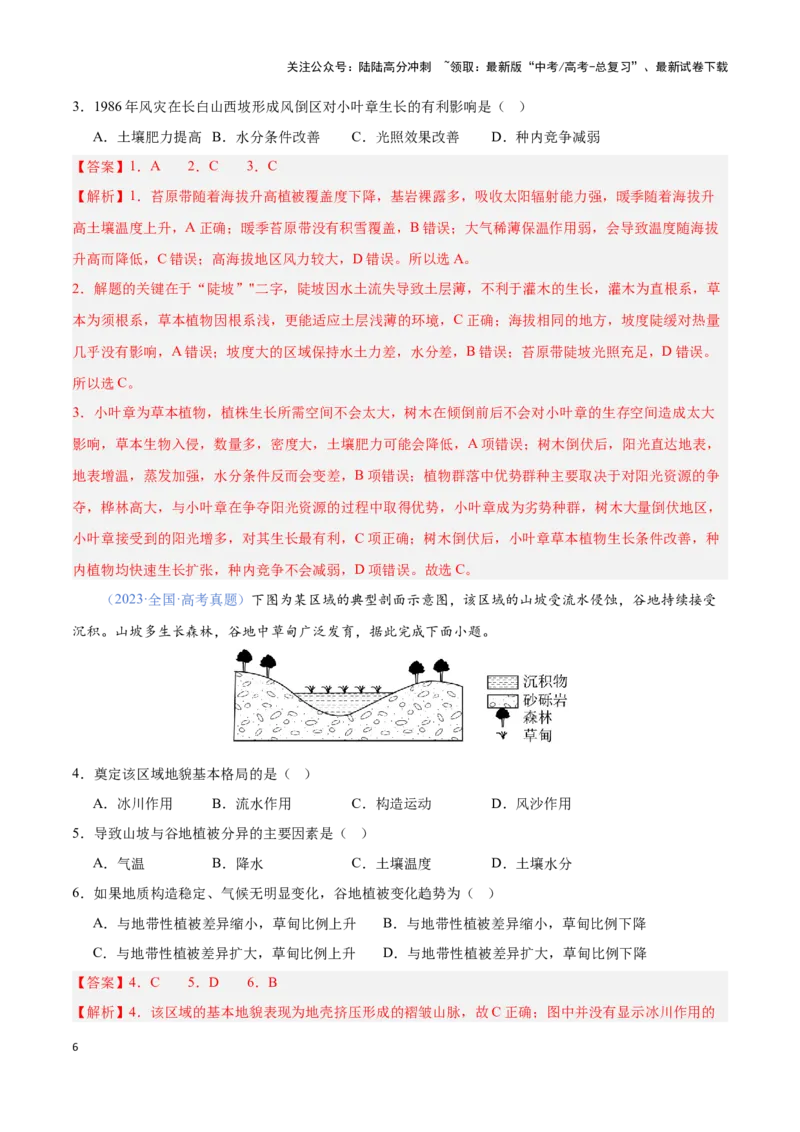 《问题2植被的演化（热点题型狂练）（教师版）_07-地理-高考总复习_专项复习_2025年_2025年高考地理复习热点题型直击_资料》第6页预览