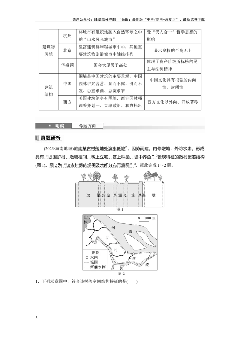 《第二章　课时45　地域文化与城乡景观_07-地理-高考总复习_一轮复习_2025年_2025年大一轮复习讲义地理人教版_地理_大一轮复习讲义学生专用_2025大一轮复习讲义_第二部分　人文地理》第3页预览