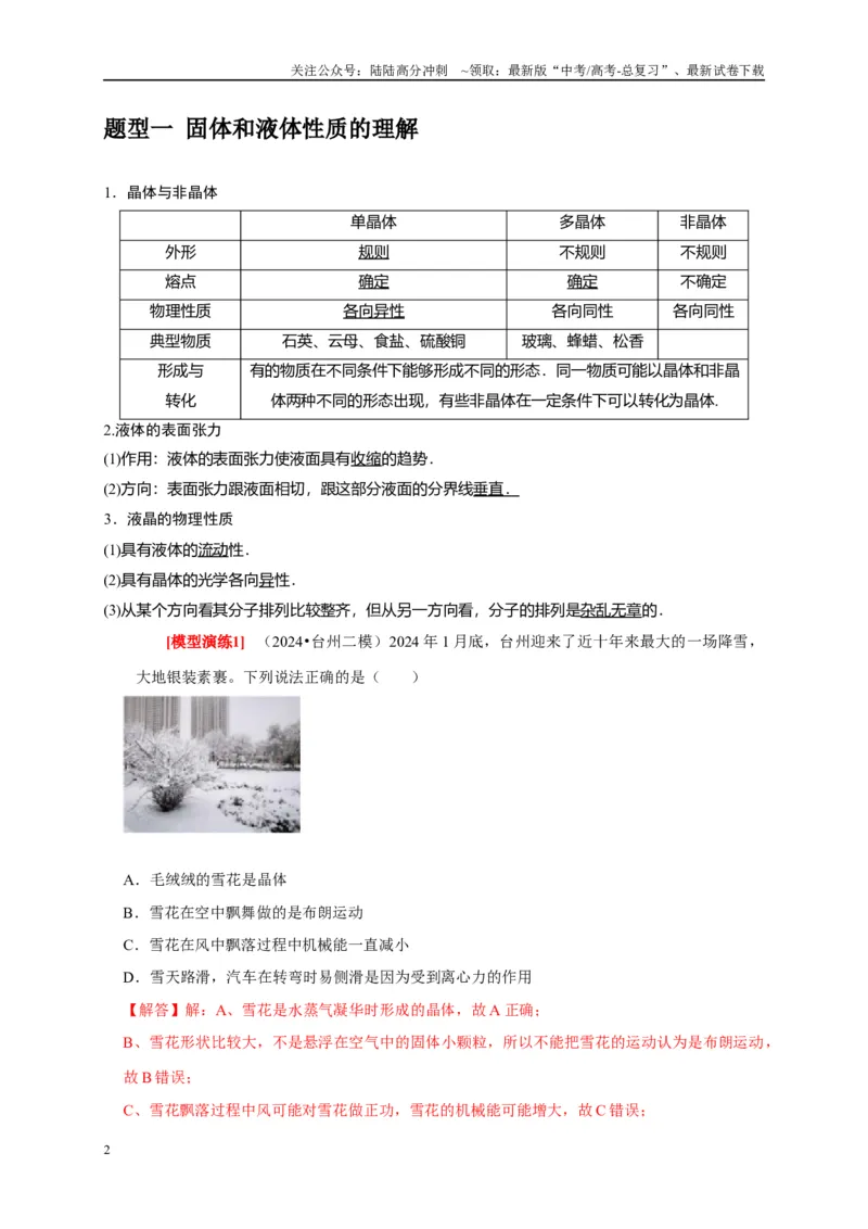《专题30固体、液体、气体热力学定律（教师版）_04-物理-高考总复习_专项复习_2025年_2025年高考物理热点知识讲练与题型归纳（全国通用）_资料》第2页预览