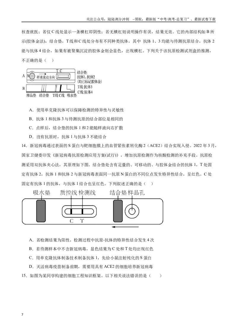 《专题41动物细胞工程（原卷版）_06-生物-高考总复习_一轮复习_2024年_2024年高考生物一轮复习重难点专项突破_资料》第7页预览