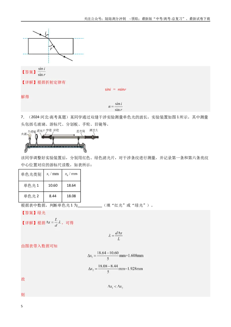 《专题28热学和光学实验-（全国通用）（解析版）_04-物理-高考总复习_专项复习_2025年_十年（2015-2024）高考物理真题分类汇编（全国通用）》第5页预览