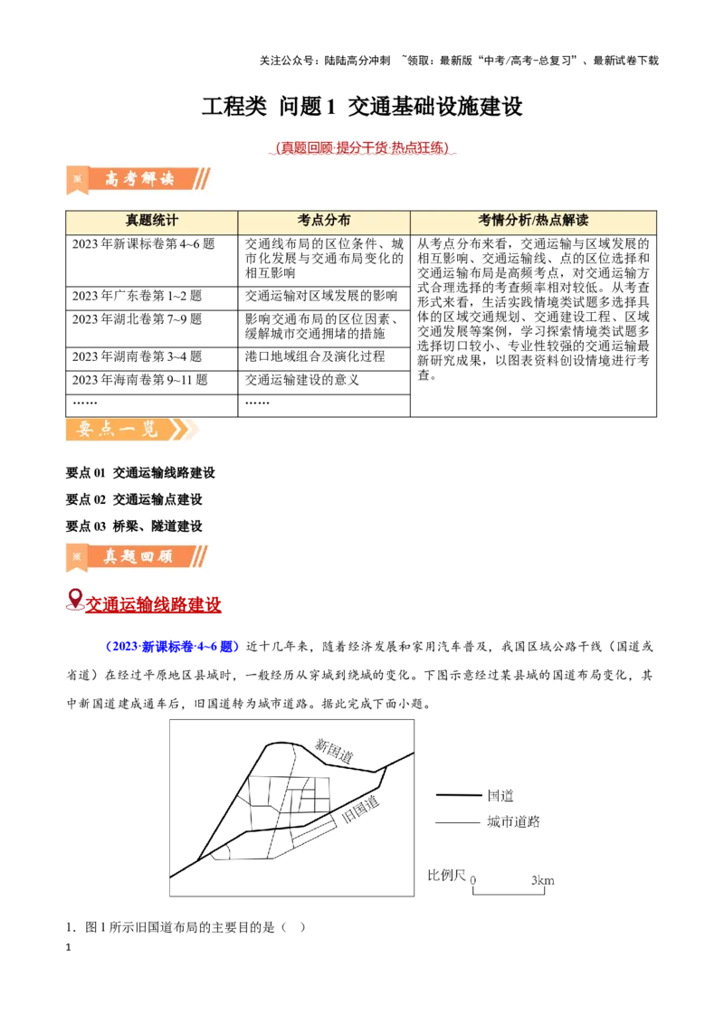 《问题1交通基础设施建设（热点题型狂练）-（学生版）_07-地理-高考总复习_专项复习_2025年_2025年高考地理复习热点题型直击_资料》第1页预览