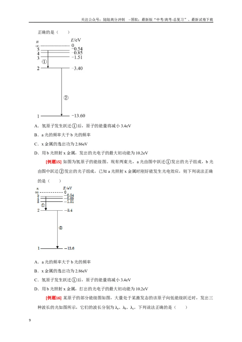 《专题28近代物理（原卷版）_04-物理-高考总复习_专项复习_2024年_2024高考物理三轮冲刺复习热点知识讲练题型归纳练_资料》第9页预览