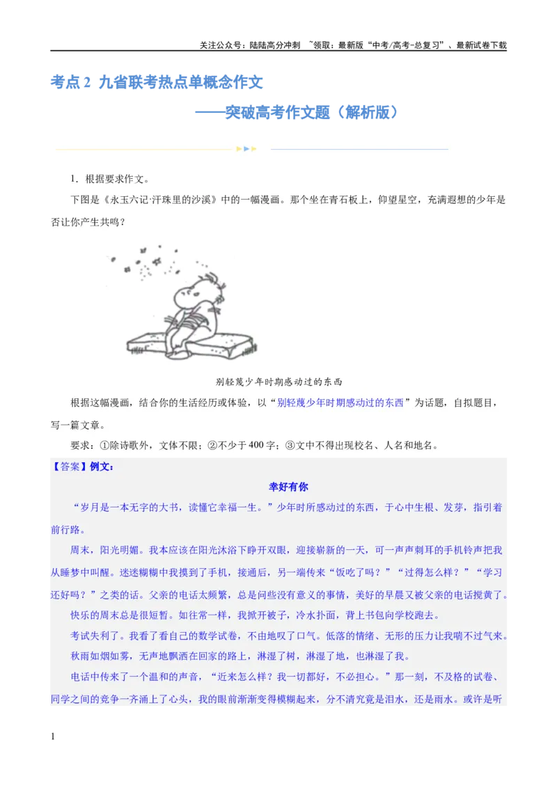 《专题2九省联考热点单概念作文（练习）（新教材新高考）(解析版)_专项复习_2024年_2024新高考语文满分作文素材论题论点论证议论文热点写作_二轮（完）_配套练习》第1页预览