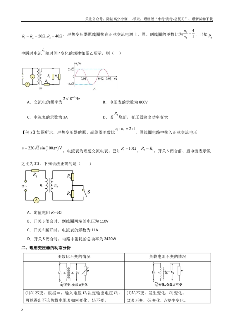 《专题67变压器及远距离输电（原卷版）_04-物理-高考总复习_一轮复习_2024年_2024年高考物理一轮大单元综合复习导学练讲义练习_第十二部分：交变电流(3)份》第2页预览