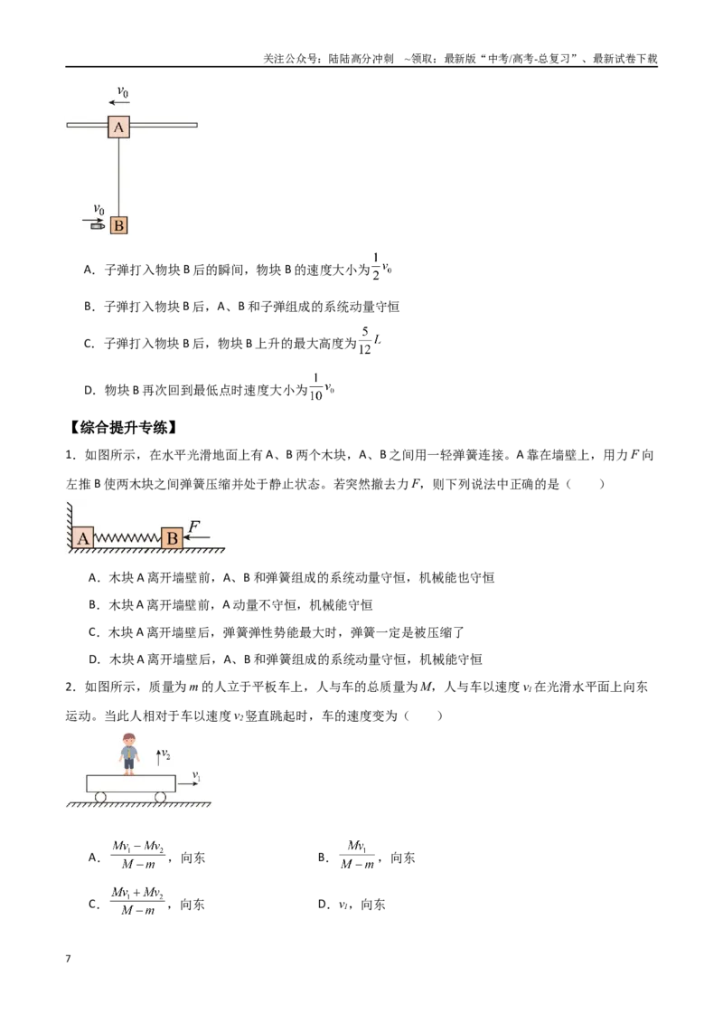《专题37动量守恒定律、在碰撞问题中应用动量守恒定律（原卷版）_04-物理-高考总复习_一轮复习_2024年_2024年高考物理一轮大单元综合复习导学练讲义练习》第7页预览
