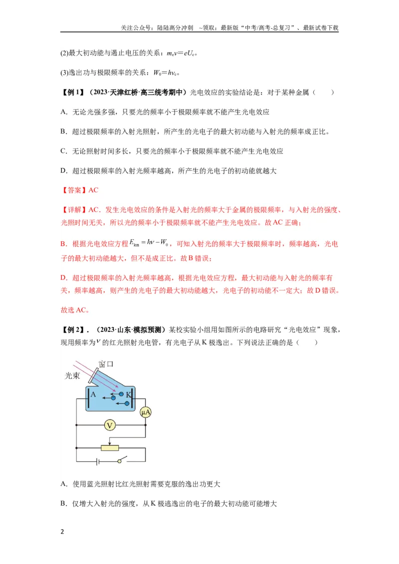《专题32近代物理初步（解析版）_04-物理-高考总复习_一轮复习_2024年_2024年高考物理一轮复习热点题型归类训练重点提升_2023版》第2页预览