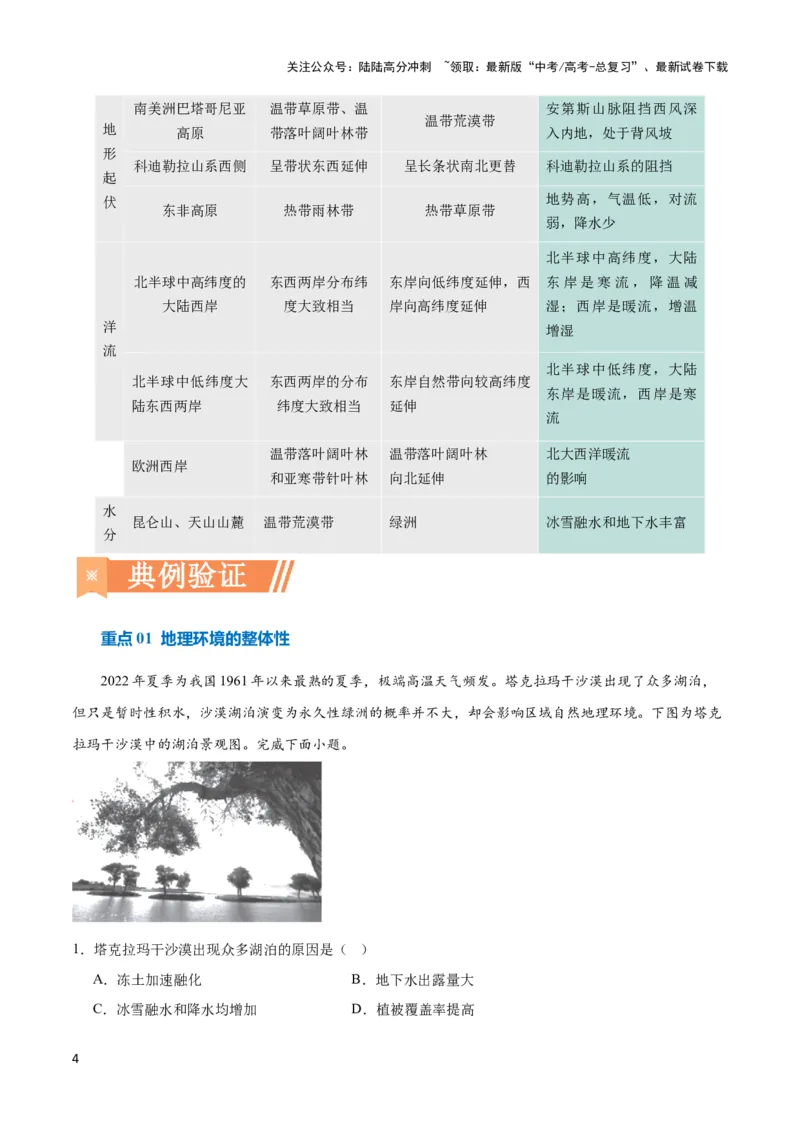 《重难点07地理环境的整体性与差异性-（新高考专用）（教师版）_07-地理-高考总复习_专项复习_2024年_2024年高考地理热点·重点·难点专练（新高考专用）》第4页预览