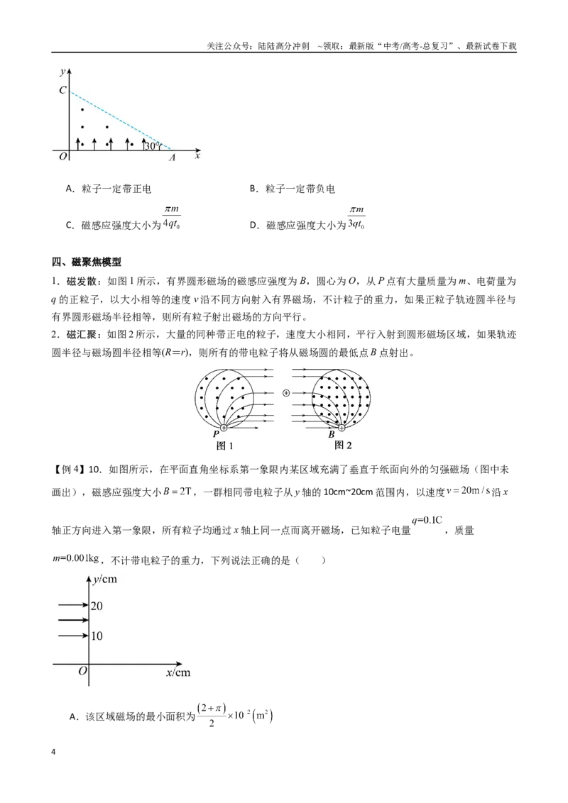《专题58放缩圆、旋转圆、平移圆和磁聚焦模型在磁场中的应用（原卷版）_04-物理-高考总复习_一轮复习_2024年_2024年高考物理一轮大单元综合复习导学练讲义练习_第十部分：磁场(6)份》第4页预览