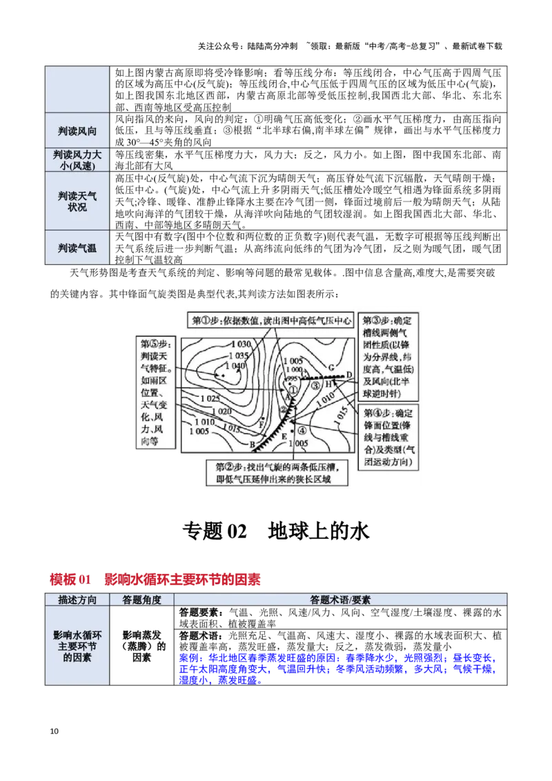 《高中地理综合题答题模板（汇编版）_07-地理-高考总复习_专项复习_2025年_2025年高考地理答题技巧与答题模板（全国通用）》第10页预览