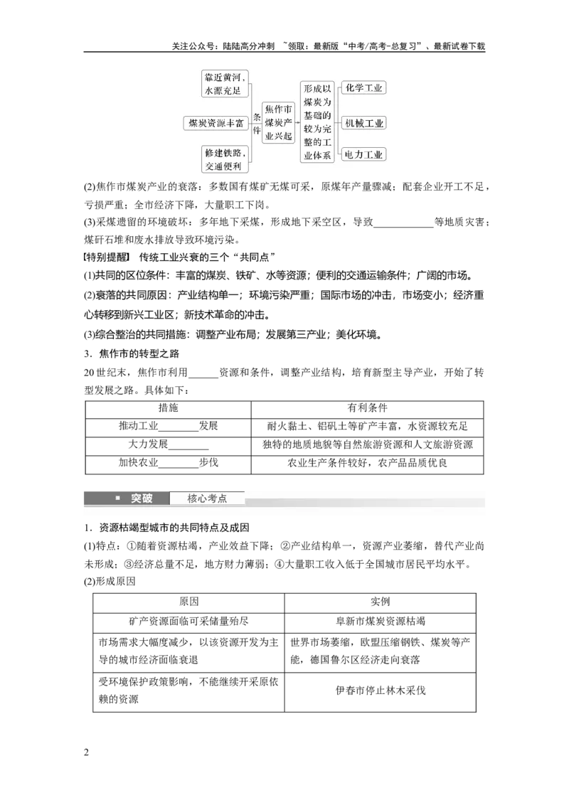 《第二章　课时60　资源枯竭型城市的转型发展_07-地理-高考总复习_一轮复习_2025年_2025年大一轮复习讲义地理人教版_地理_大一轮复习讲义学生专用_2025大一轮复习讲义_第三部分　区域发展》第2页预览