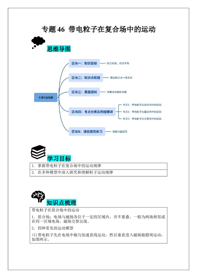《专题46带电粒子在复合场中的运动(教师版)_04-物理-高考总复习_一轮复习_2026年-物理高考一轮复习_42026届高考物理一轮复习专题讲义》第1页预览