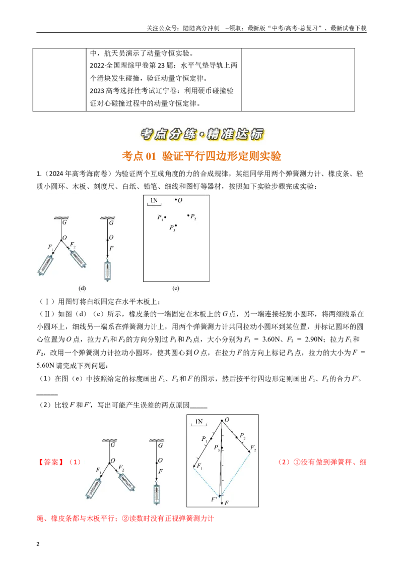 《专题42力学验证性实验（全国通用）_04-物理-高考总复习_专项复习_2025年_五年（2020-2024）高考物理真题分类汇编（全国通用）》第2页预览