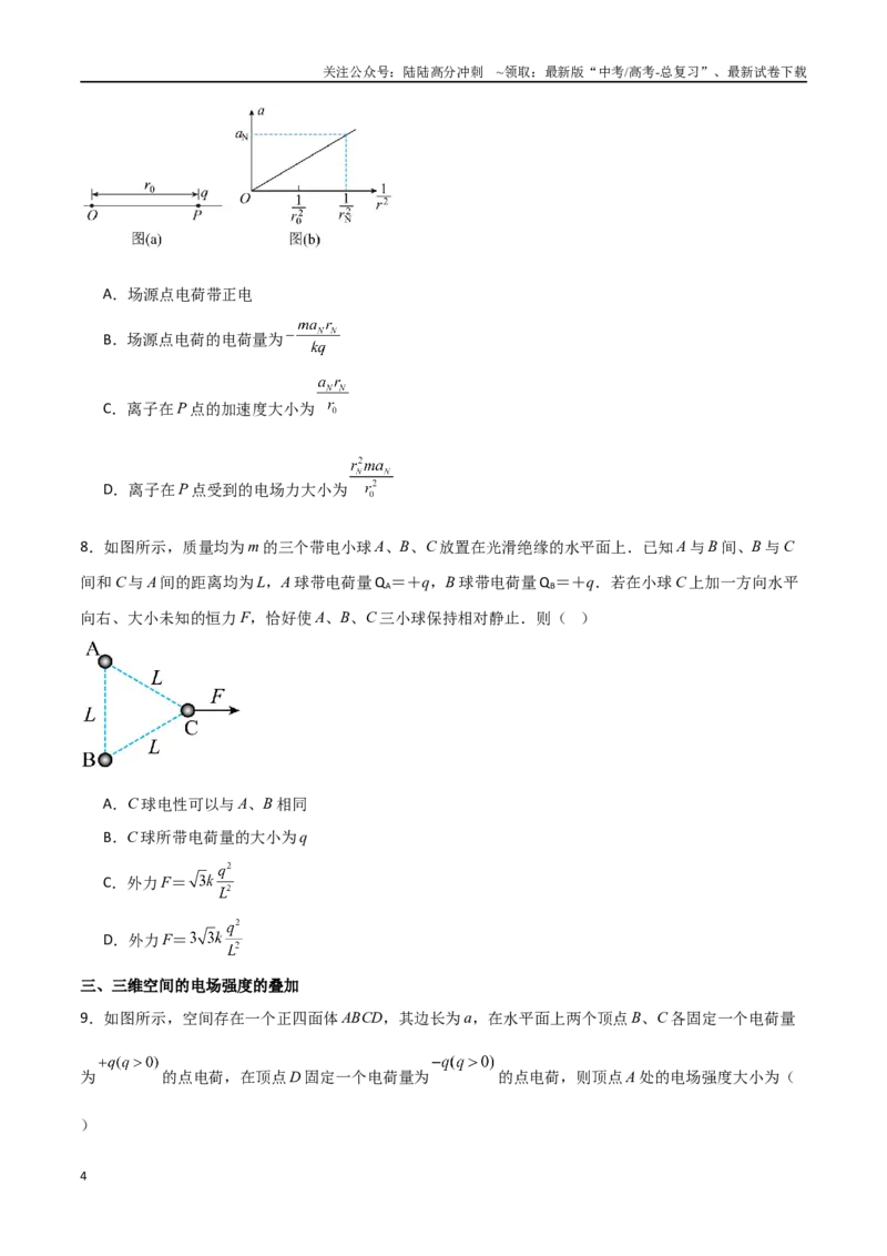 《专题45库仑定律和电场强度（原卷版）_04-物理-高考总复习_一轮复习_2024年_2024年高考物理一轮复习热点重点难点题型练习提升_第八部分静电场(5)份》第4页预览