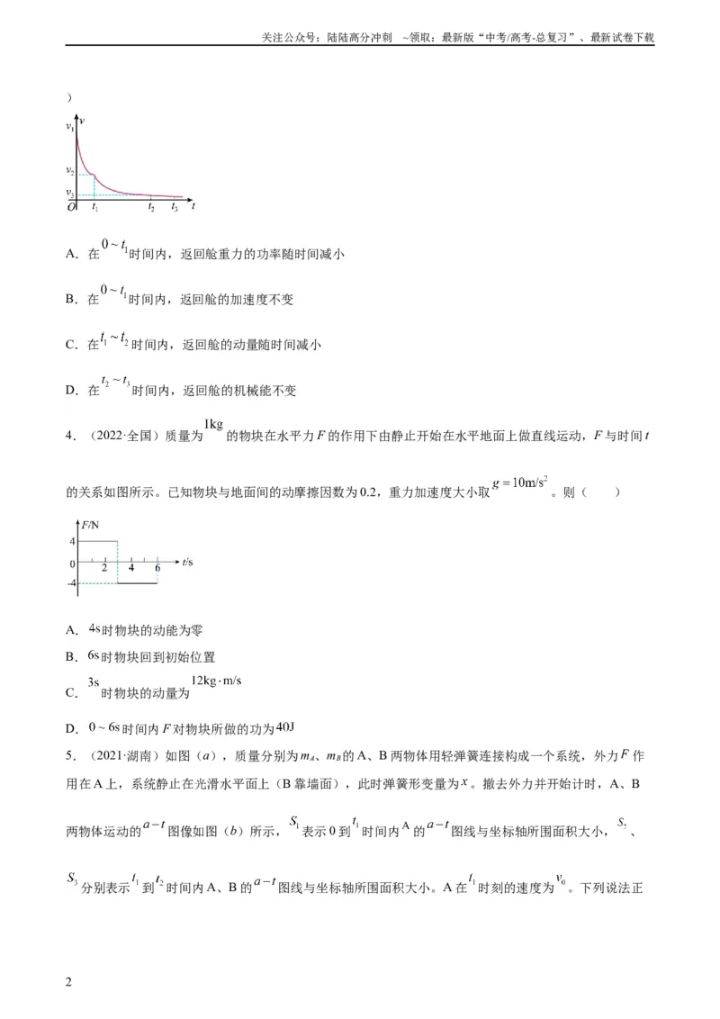 《专题31动量的图像问题（学生版）（全国通用）_04-物理-高考总复习_专项复习_2024年_十年（2014-2023）高考物理真题分项汇编（全国通用）》第2页预览