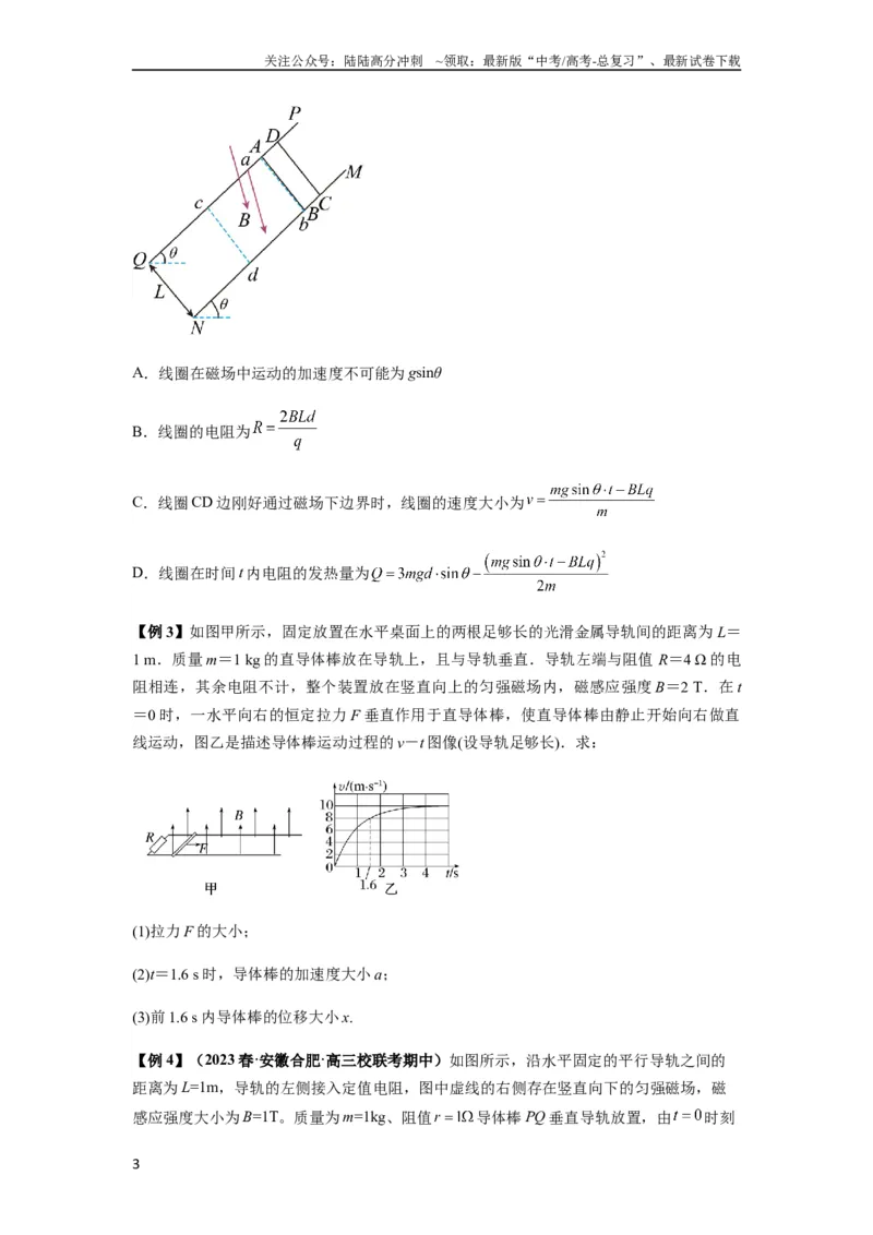 《专题29动量观点在电磁感应中的应用（原卷版）_04-物理-高考总复习_一轮复习_2024年_2024年高考物理一轮复习热点题型归类训练重点提升_2023版》第3页预览