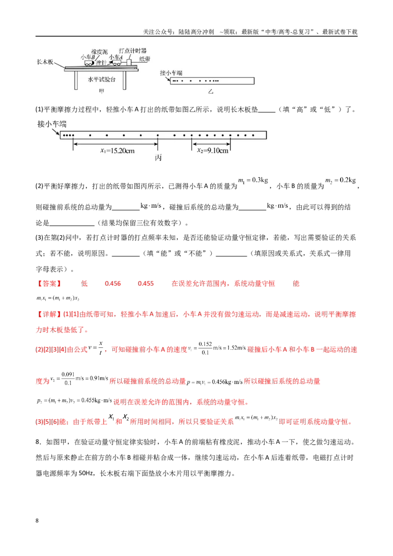 《专题41验证动量守恒定律（解析版）_04-物理-高考总复习_一轮复习_2024年_2024年高考物理一轮复习热点重点难点题型练习提升_第六部分动量定理和动量守恒定律(5)份》第8页预览