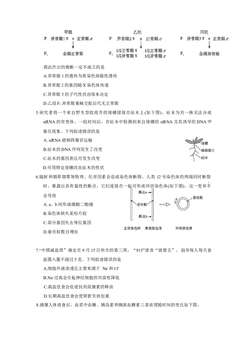 《北京市海淀区2026届高三高考二模生物试卷（含答案）_2024-2027高三（6-6月题库）_2026年05月高三试卷_260517北京市海淀区2026届高三高考二模（全科）》第2页预览