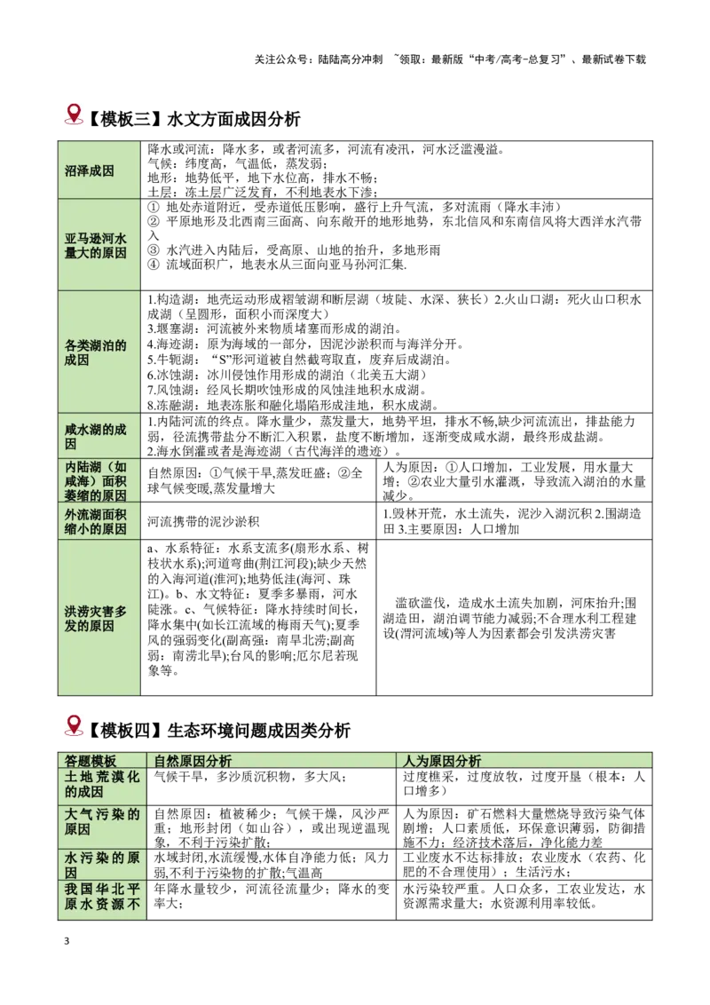 《题型02成因分析类题型（答题模版）（原卷版）_07-地理-高考总复习_专项复习_2024年_2024年高考地理答题技巧与模板构建》第3页预览