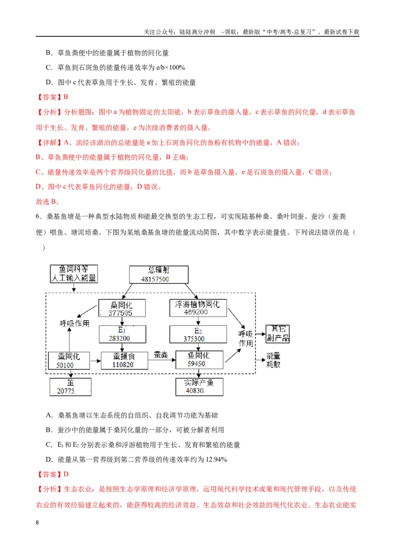 《专题36生态系统的功能（解析版）_06-生物-高考总复习_一轮复习_2024年_2024年高考生物一轮复习重难点专项突破_资料》第8页预览