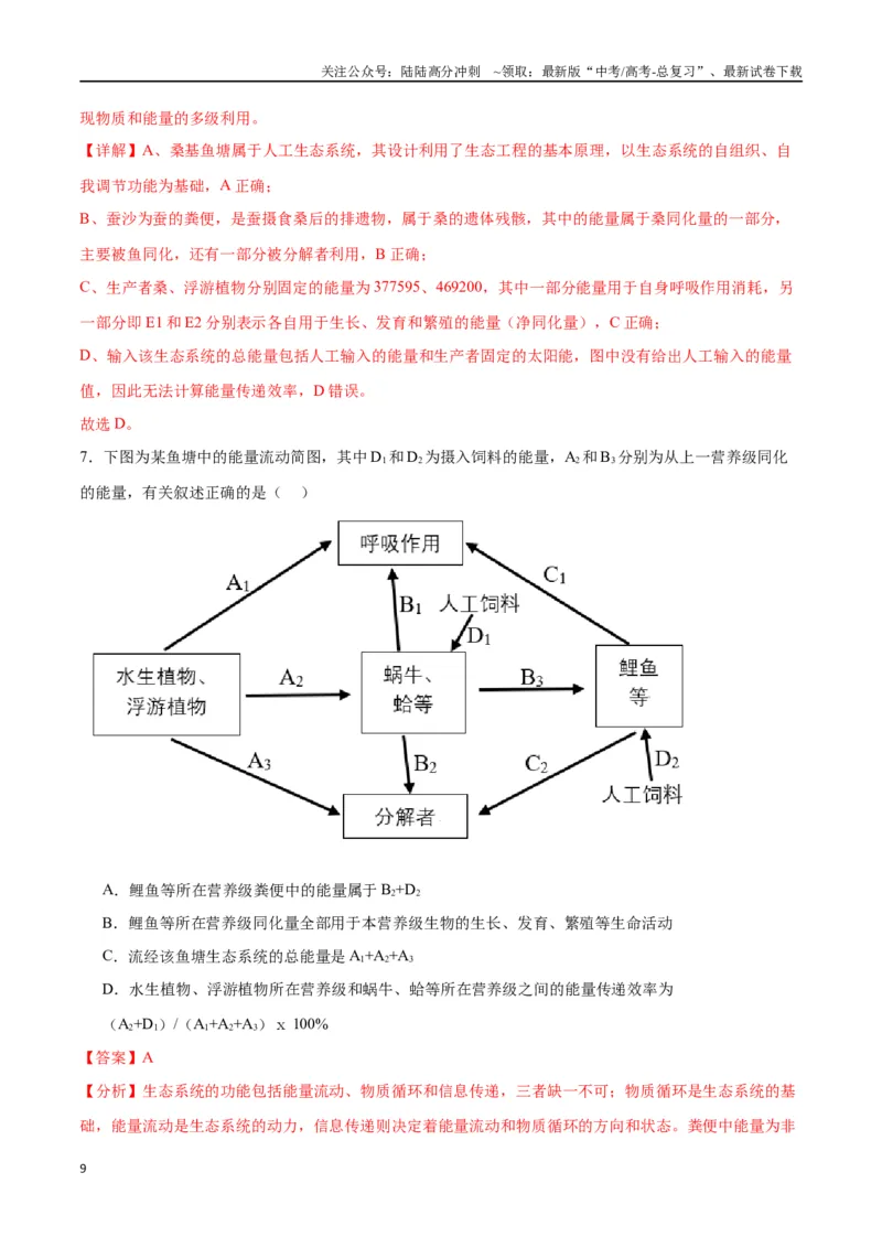 《专题36生态系统的功能（解析版）_06-生物-高考总复习_一轮复习_2024年_2024年高考生物一轮复习重难点专项突破_资料》第9页预览