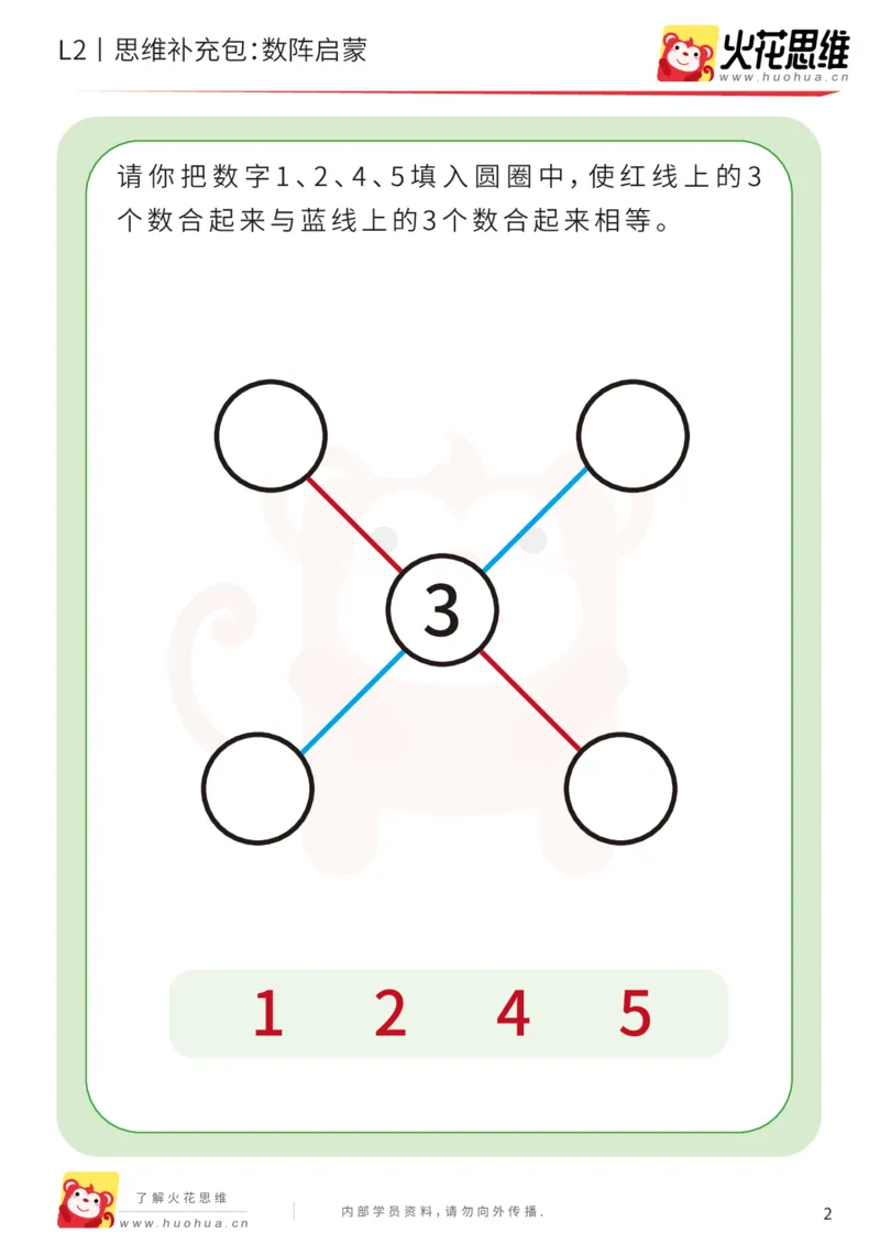《第14专题_凑数游戏_数阵启蒙_提高挑战包_202002061059441_（G1450)火花思维幼小衔接及L1-L5_L2完结_L2完结AI41-88_补充资料练习册_14.凑数游戏》第2页预览