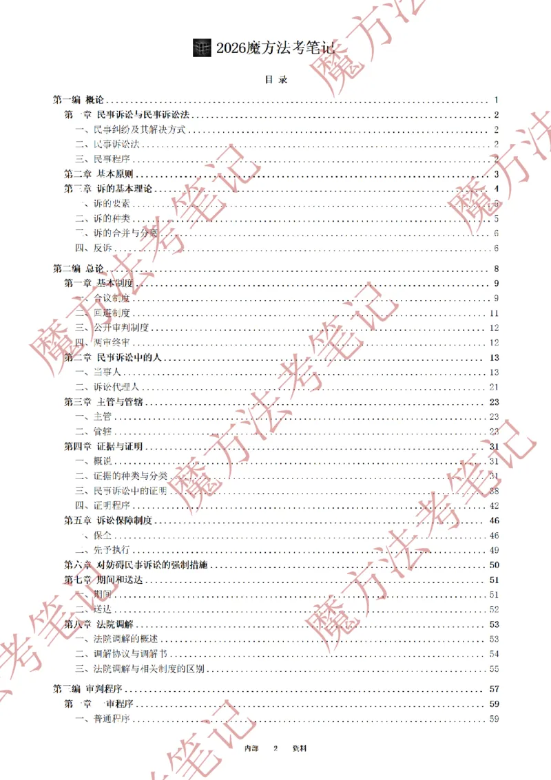 《标清有水印版2026魔方法考：民诉主客一体笔记（标清有水印版）_2026法考客观_其他_26年魔方10科法考笔记》第5页预览
