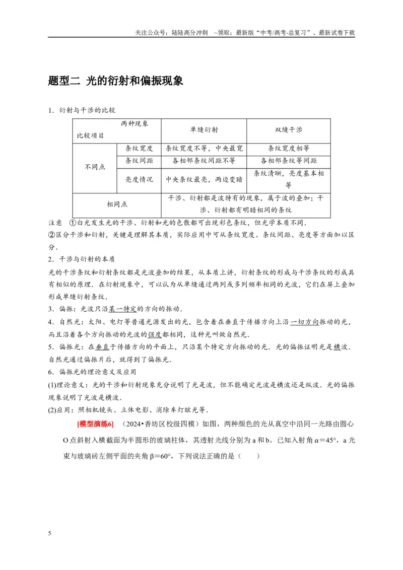 《专题34光的波动性电磁波和相对论（原卷版）_04-物理-高考总复习_专项复习_2025年_2025新版高考物理复习知识点梳理加题型归纳原卷加解析_资料》第5页预览