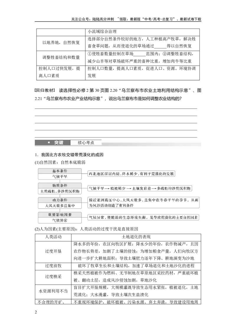《第二章　课时59　生态脆弱区的综合治理_07-地理-高考总复习_一轮复习_2025年_2025年大一轮复习讲义地理人教版_地理_大一轮复习讲义学生专用_2025大一轮复习讲义_第三部分　区域发展》第2页预览