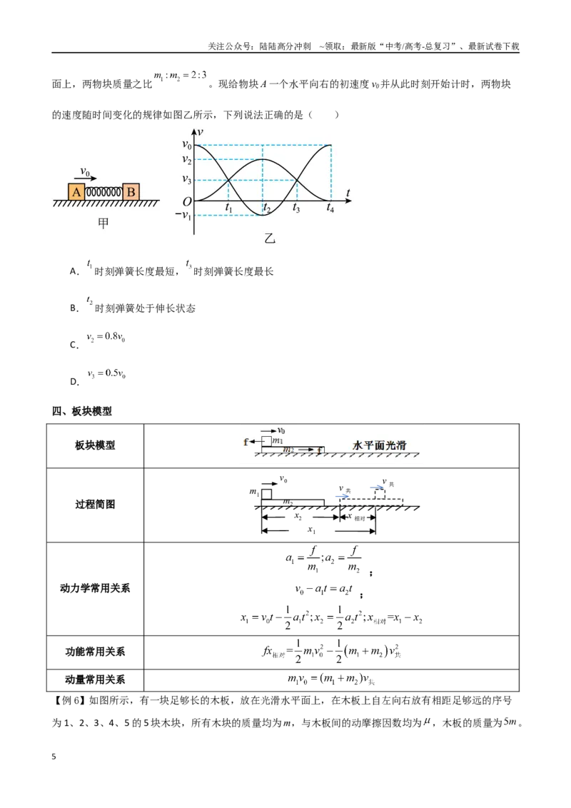 《专题38在四种常见模型中应用动量守恒定律（原卷版）_04-物理-高考总复习_一轮复习_2024年_2024年高考物理一轮大单元综合复习导学练讲义练习_第六部分：动量定理和动量守恒定律(4)份》第5页预览