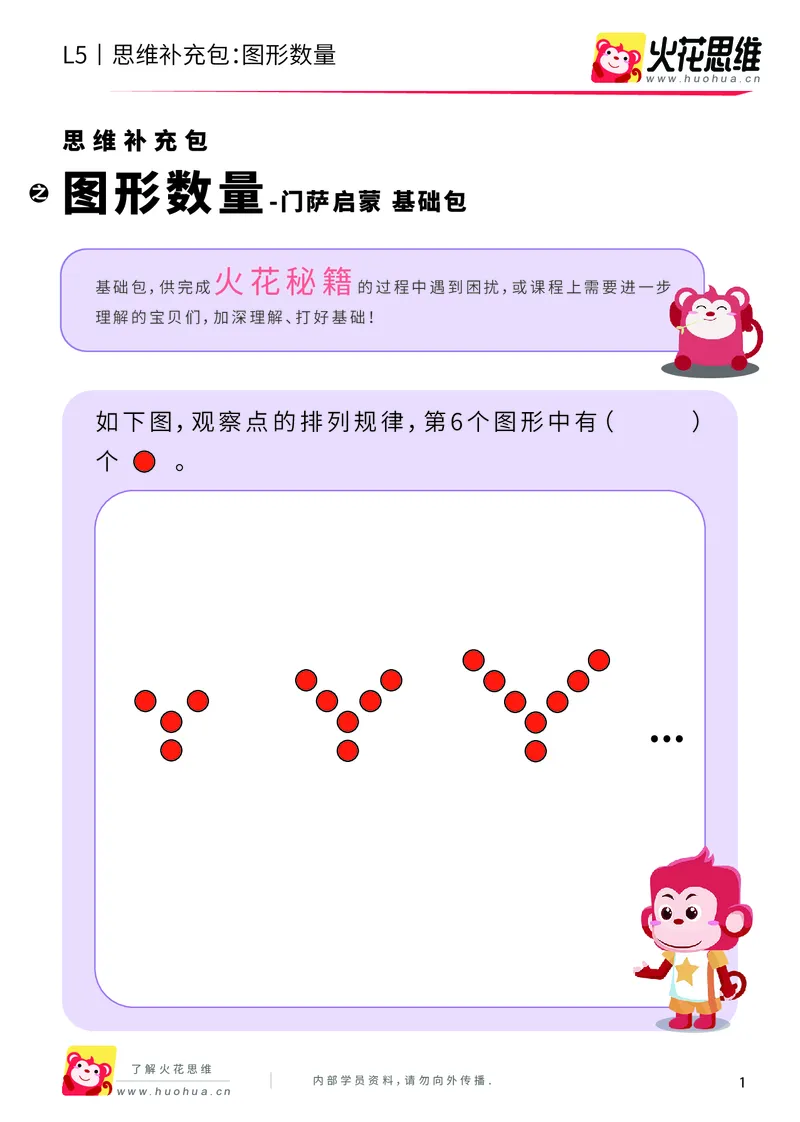 《门萨启蒙——数串_图形数量_基础巩固包_（G1450)火花思维幼小衔接及L1-L5_L5(七大专题完结)_第06专题《门萨启蒙》_L5门萨启蒙——数串第3讲《图形数量》》第1页预览