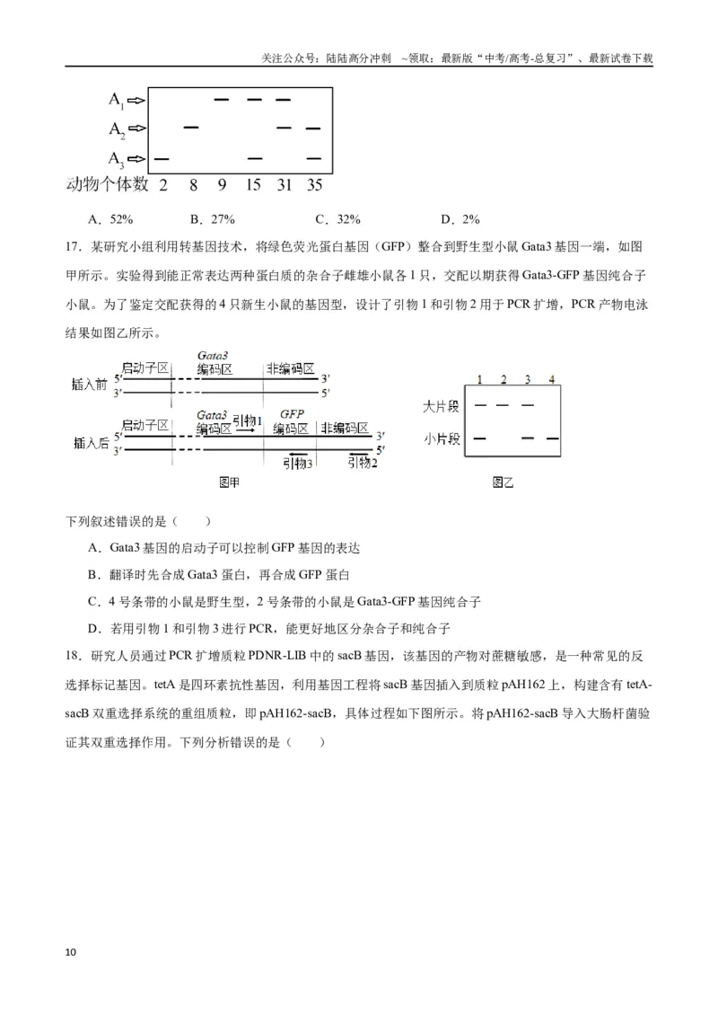 《专题43基因工程（原卷版）_06-生物-高考总复习_一轮复习_2024年_2024年高考生物一轮复习重难点专项突破_资料》第10页预览